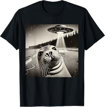 Funny Seal Selfie UFOs T-Shirt