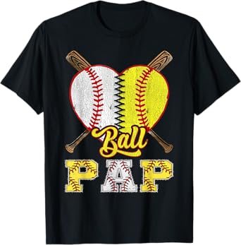 Pap Of Both Ball Pap Half Baseball Softball T-Shirt