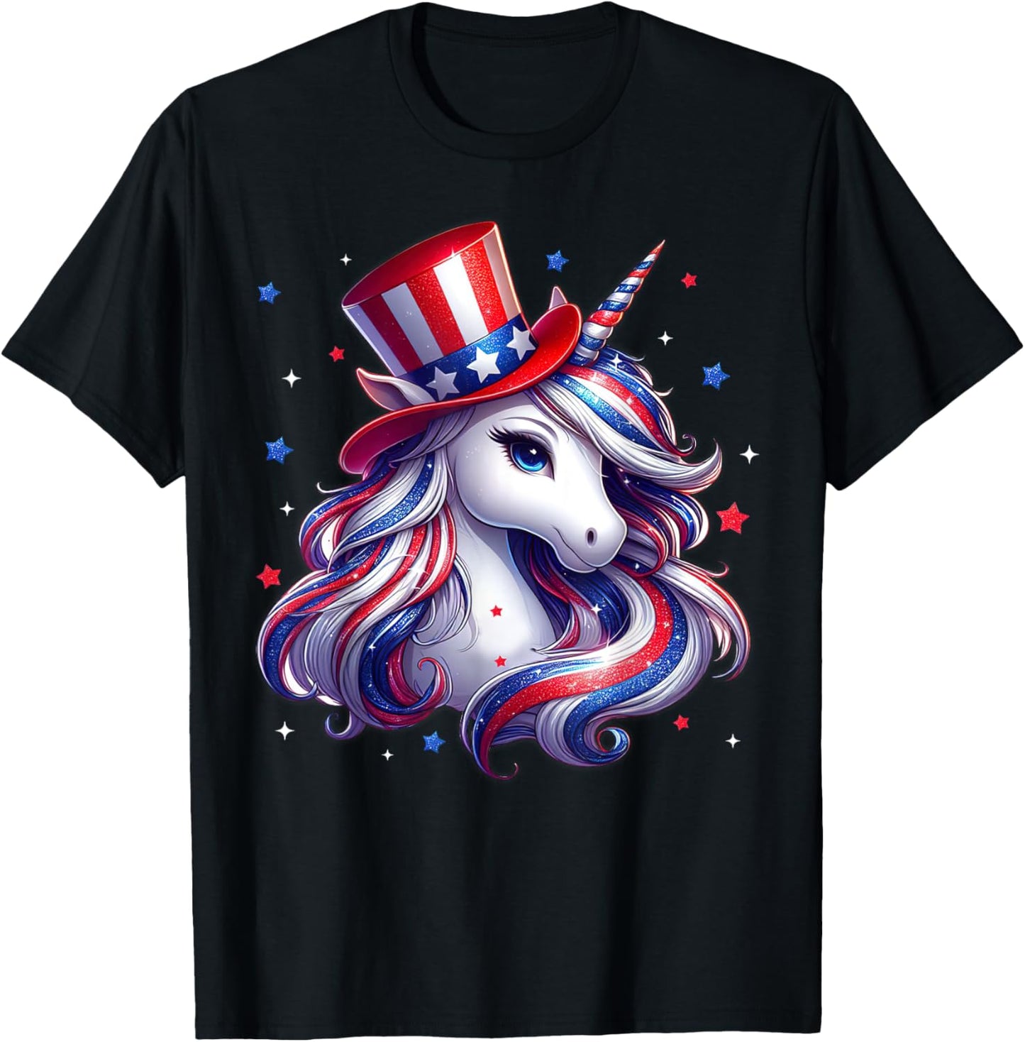 Cute Unicorn 4th of July Shirts Girls Kids Women American T-Shirt