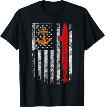 U.S Submarine Silent Service Veteran American Flag Vintage T-Shirt