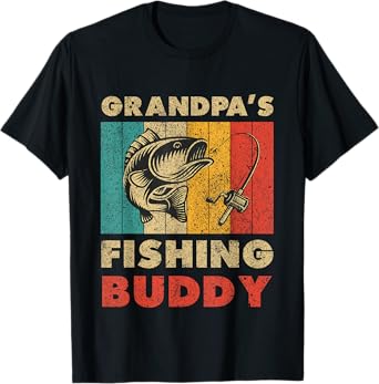 Funny Fishing Grandpa's Fishing Buddy Vintage Fishing T-Shirt