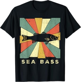 Sea Bass Fish Lover Vintage Retro Style Animal T-Shirt