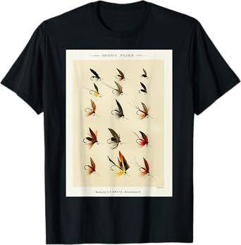 Vintage Trout Fishing Flies Mary Orvis Fisherman Art T-Shirt