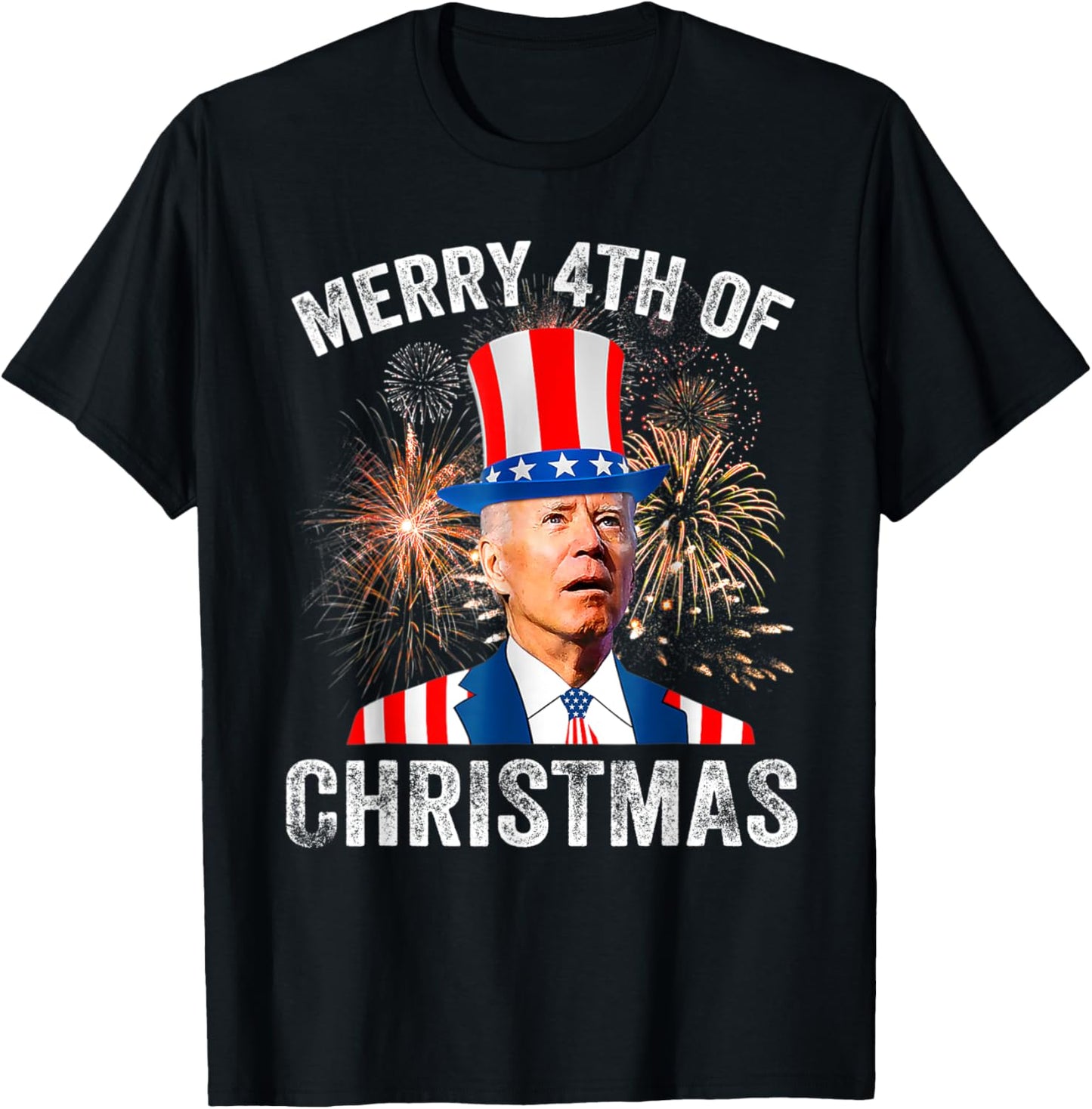 Joe Biden Xmas Merry Christmas For Funny 4th Of July T-Shirt