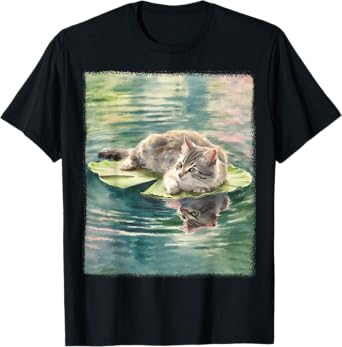 Monet Cat Painting Art For Cat Lover Cat Mom Cat Dad T-Shirt for Men Women Kids