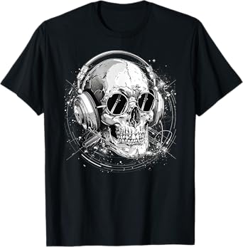 Skull with Headphones Music T-Shirt