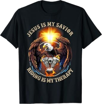 Jesus Is My Savior Riding Is My Therapy Jesus Motorcycle T-Shirt