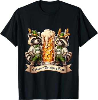 Funny Raccoon Drinking Oktoberfest On My Wurst Behavior T-Shirt