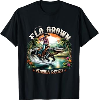 Vintage Retro Flo Grown Florida Rodeo Alligator Ride Costume T-Shirt
