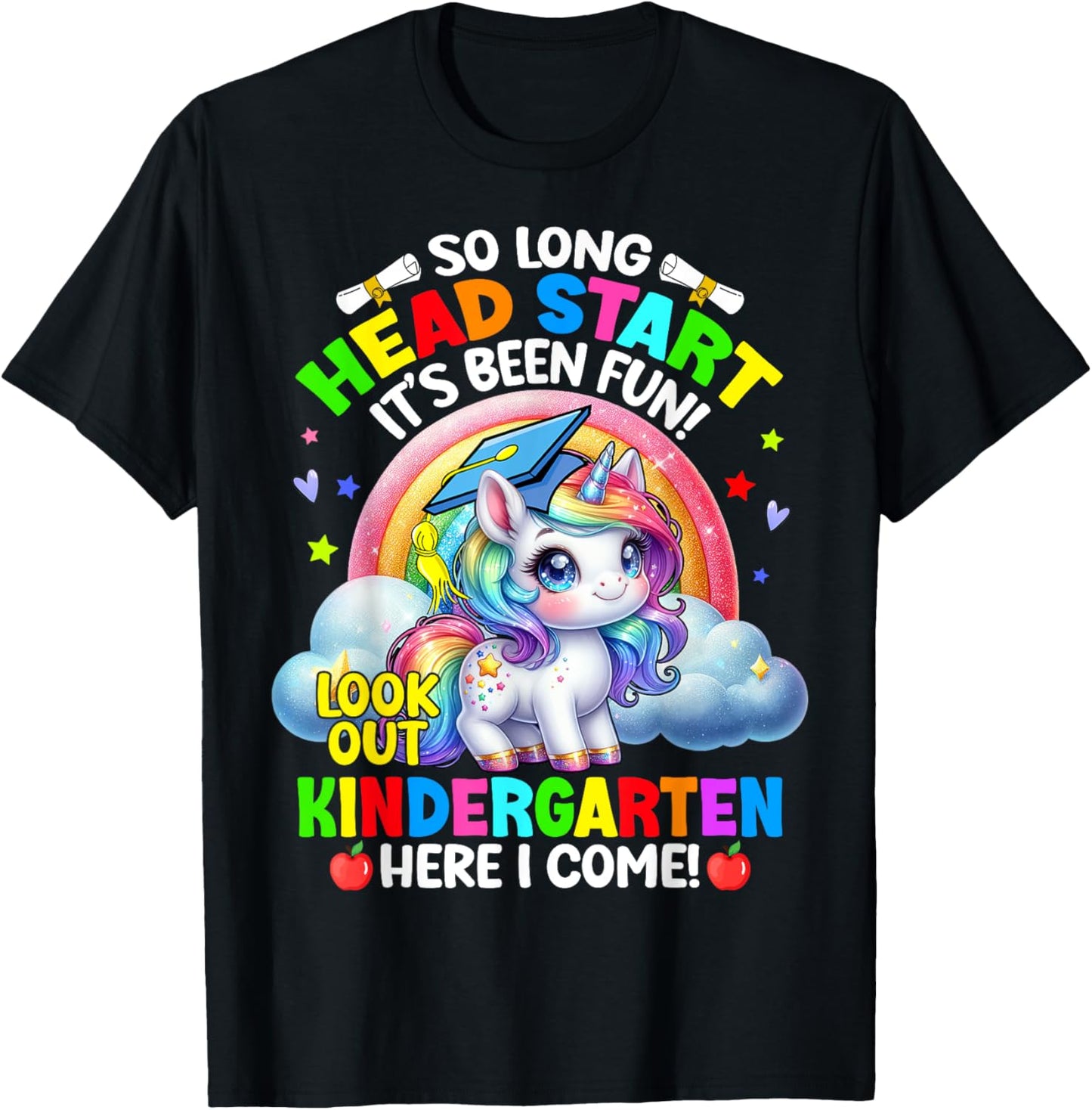 Head Start Graduation 2025 Unicorn Girl Hello Kindergarten T-Shirt