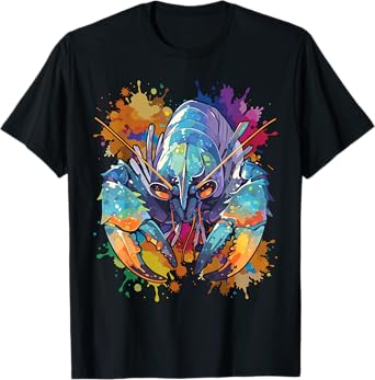 Rainbow Peacock Mantis Shrimp Blue Splash T-Shirt