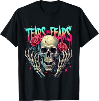 Tears for Fears Gothic Skull and Roses Dark Aesthetic Art T-Shirt