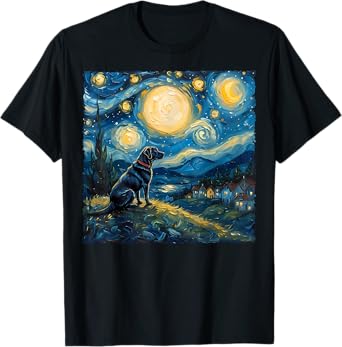 Labrador Retriever Dog Lovers Starry Night Van Gogh Style Men Women Kids T-Shirt