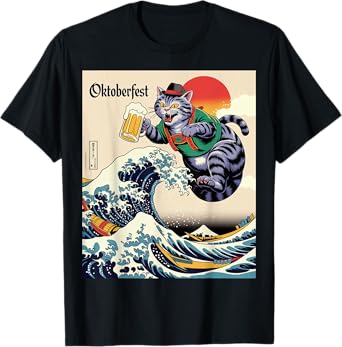 German Cat Lederhosen Funny Oktoberfest 2025 T-Shirt