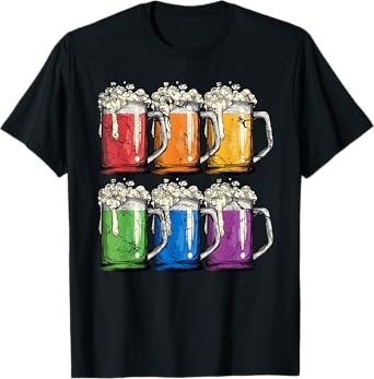 LGBTQ Beer Mug Gay Pride LGBT Rainbow Flag Proud Ally Retro T-Shirt