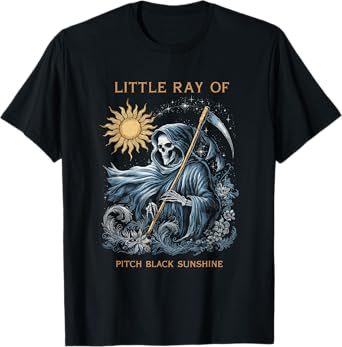 Little Ray of Pitch Black Sunshine Grim Reaper Goth Art T-Shirt