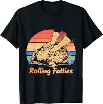 Cat Rolling Fatties Funny T-Shirt for Men Women Kids