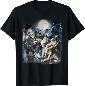 Edgy Wolf Wolves Howling Funny Oddly Specific Dank Meme T-Shirt