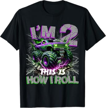 Im 2 Years Olds Monster Truck 2nd Birthday Boy Gifts Outfit T-Shirt