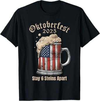 Oktoberfest 2025 6 Stein Apart Beer October Funny Drinking T-Shirt