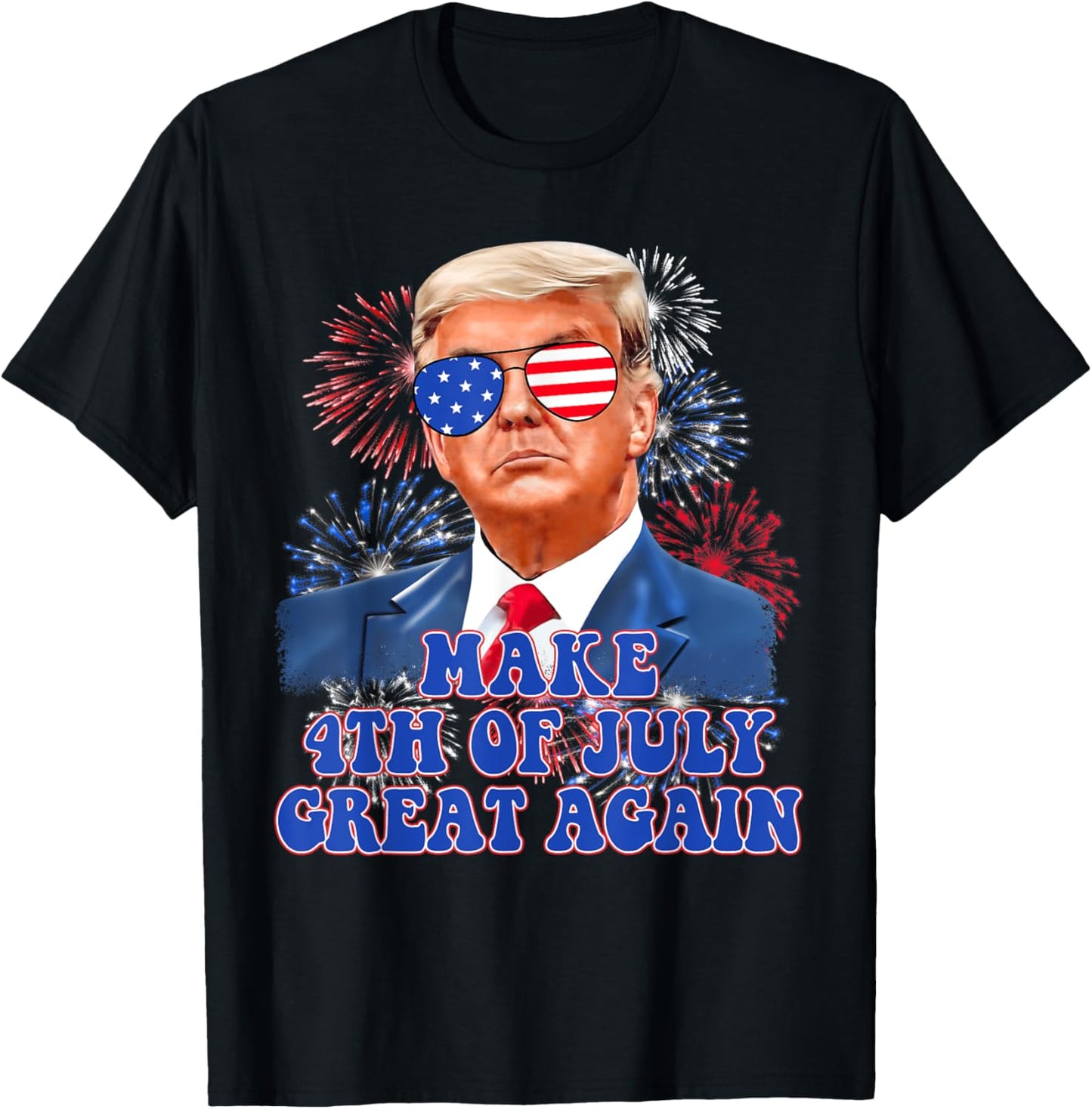 Trump Make 4th Of July Great Again American Flag Firework T-Shirt