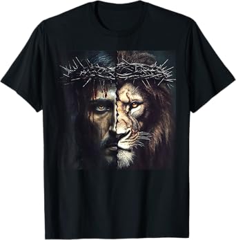 Jesus And Lion Christian Art T-Shirt