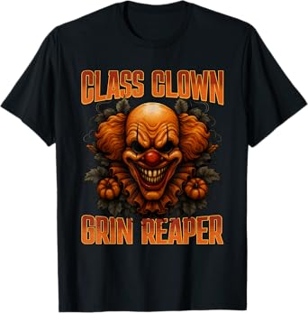 Class Clown Grin Reaper Funny Back to School Halloween Humor T-Shirt
