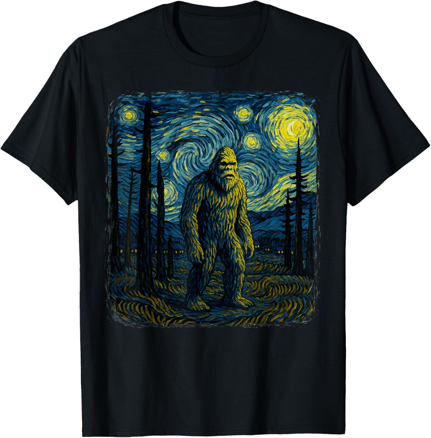 Bigfoot Starry Night Van Gogh Funny Gifts Men Women Boy Kid T-shirt