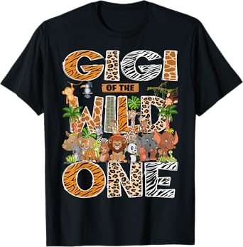 Gigi Of The Wild One Safari Zoo Animal 1St Birthday T-Shirt