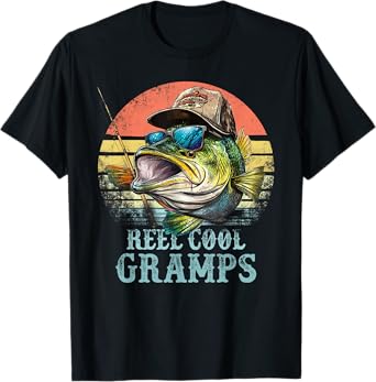 Retro Reel Cool Gramps Fisherman Daddy Father's Day Fishing T-Shirt