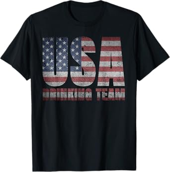 USA Drinking Team Shirt 4th of July Gifts US American Flag T-Shirt for Women Men