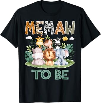 Soon To Be Memaw Safari Jungle Animal Gender Reveal T-Shirt