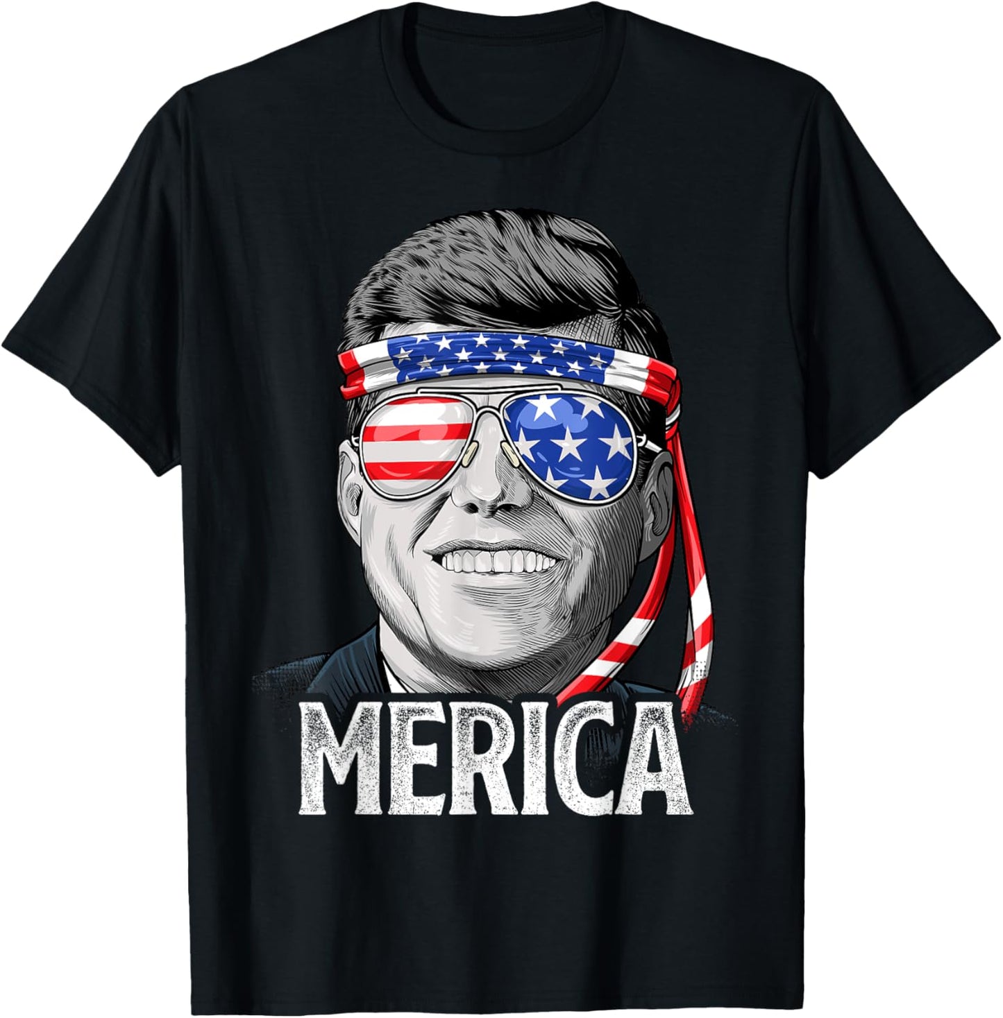 Kennedy Merica 4th Of July President JFK Men American Flag T-Shirt