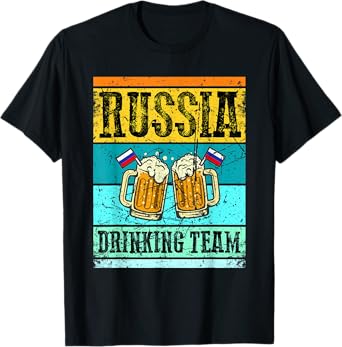 Russia Drinking Team Funny Russian Shirt Flag Beer Party T-Shirt