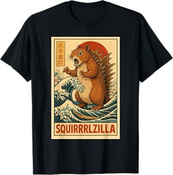 Funny Squirrelzilla Monster Kaiju Squirrel Japanese Art T-Shirt
