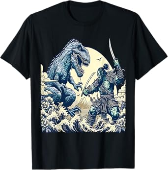 Orc Fighting T-Rex Japanese Vintage Funny T-Shirt
