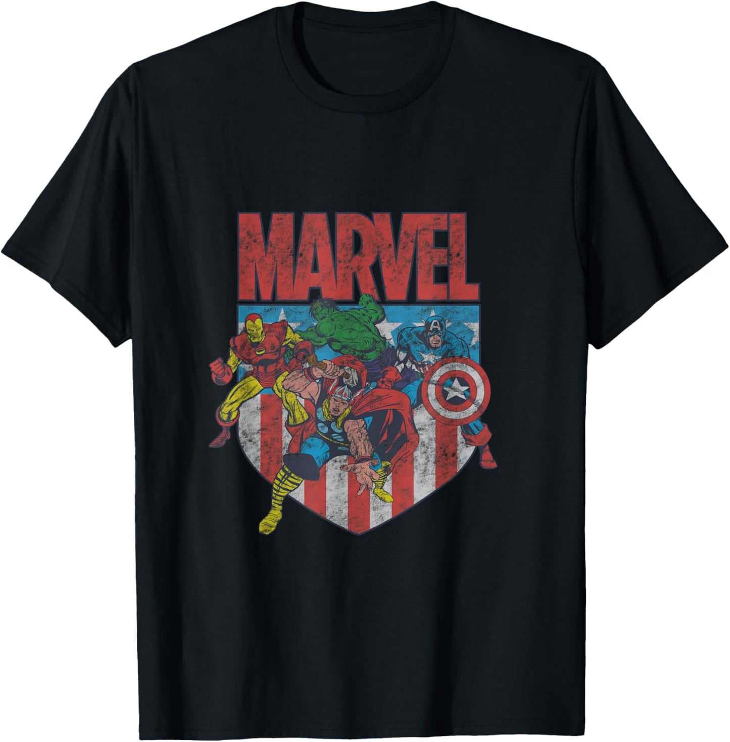 Marvel Comics Retro Classic 4th Of July Avengers Distressed T-shirt