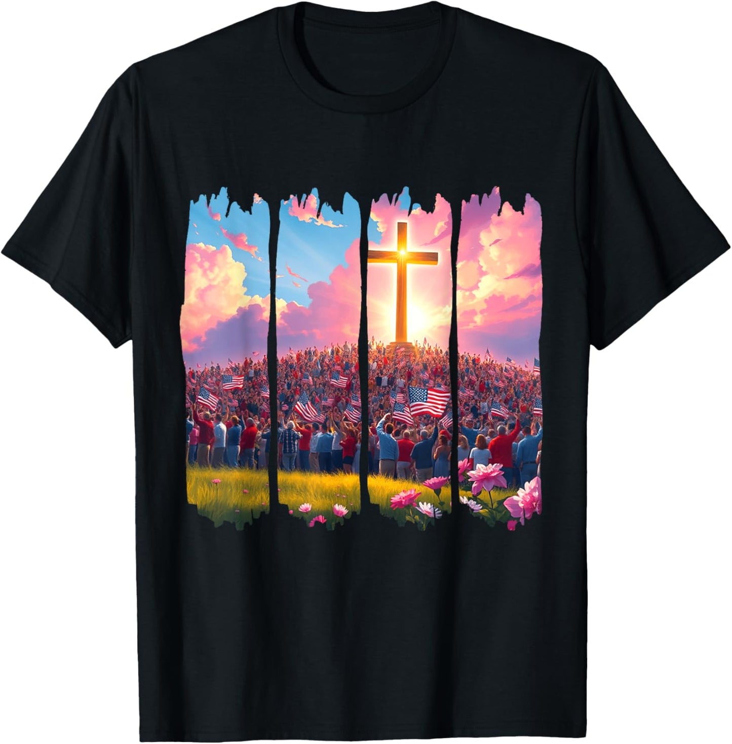 Christian 4th of July Patriotic Religious Jesus Cross Faith T-Shirt