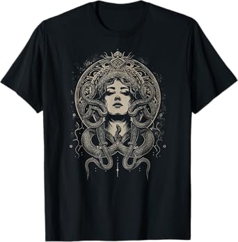 The Medusa Fan Co. Medusa Gorgon Greek Mythology Women's Unisex-Adults, Unisex-Kids Black T-Shirt