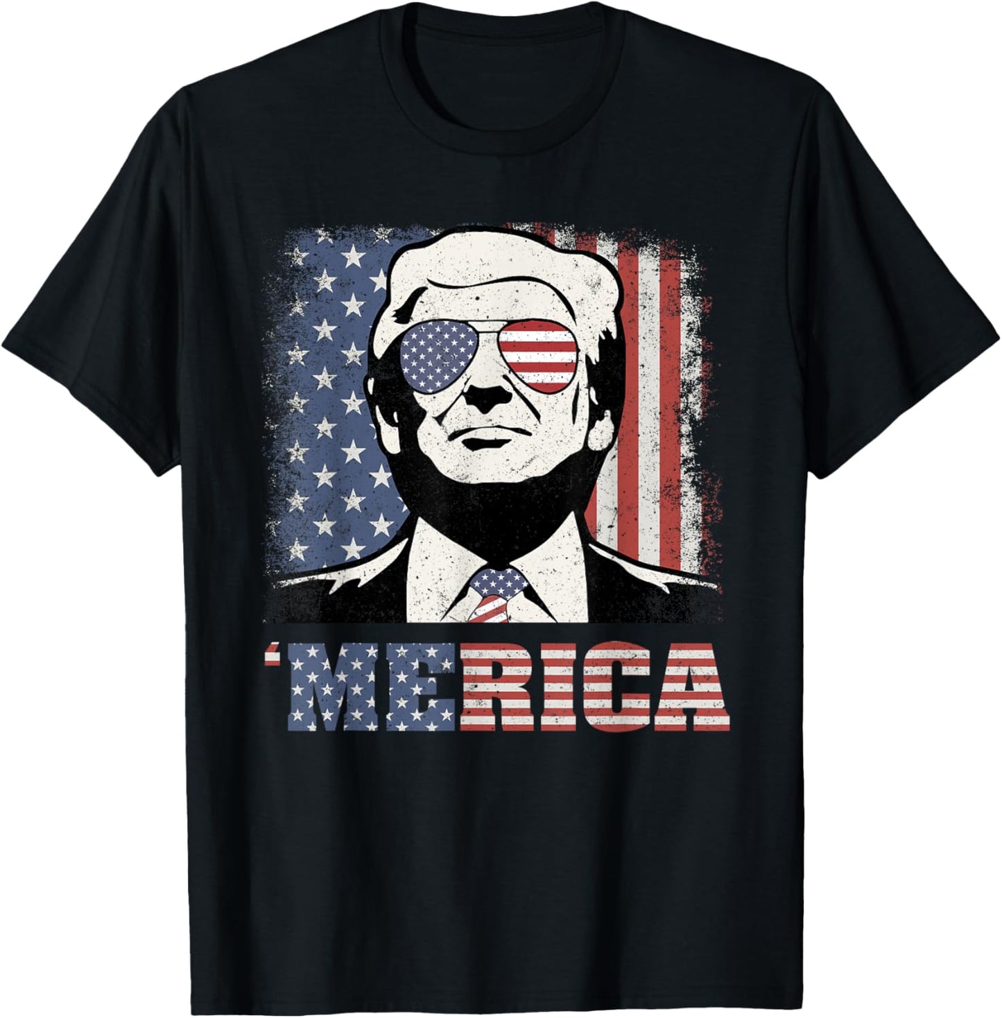 'MERICA TRUMP Shirt Funny Trump 4th Of July American Flag T-Shirt