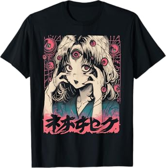 Goth Grunge Demon Anime Girl Waifu Horror Alt Aesthetic T-Shirt