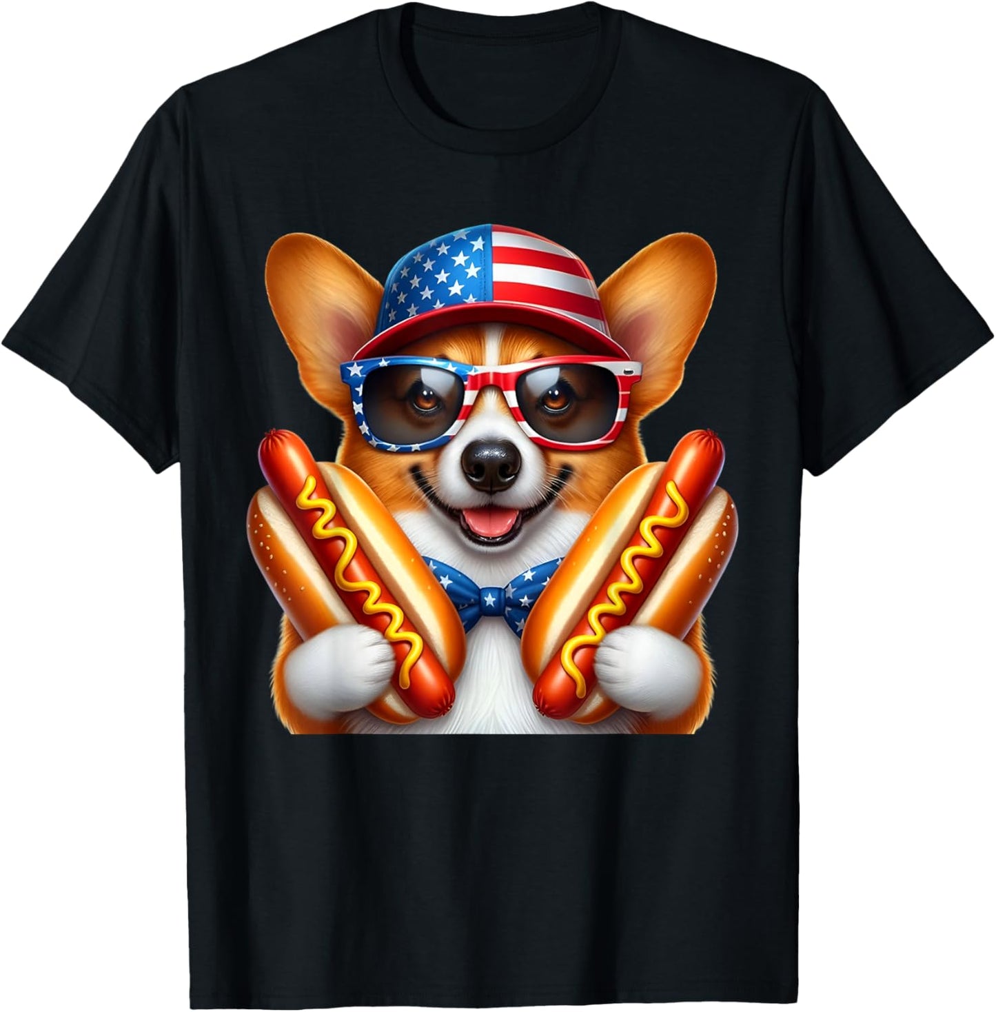 Corgi 4th Of July American Flag Usa Patriotic Corgi Hotdog T-shirt