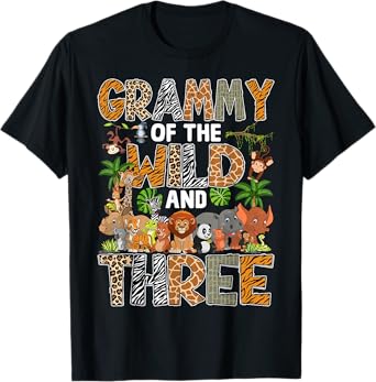 Grammy Of The Wild Three Zoo Birthday Safari Jungle T-Shirt