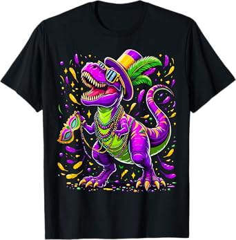 Mardi Grawr T-Rex Dino Mardi Gras T-Shirt
