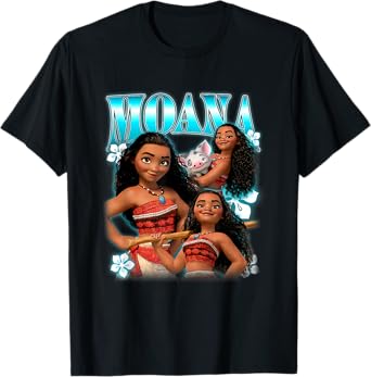 Disney Moana Cute Pua And Moana Brave Pose Collage Poster T-Shirt