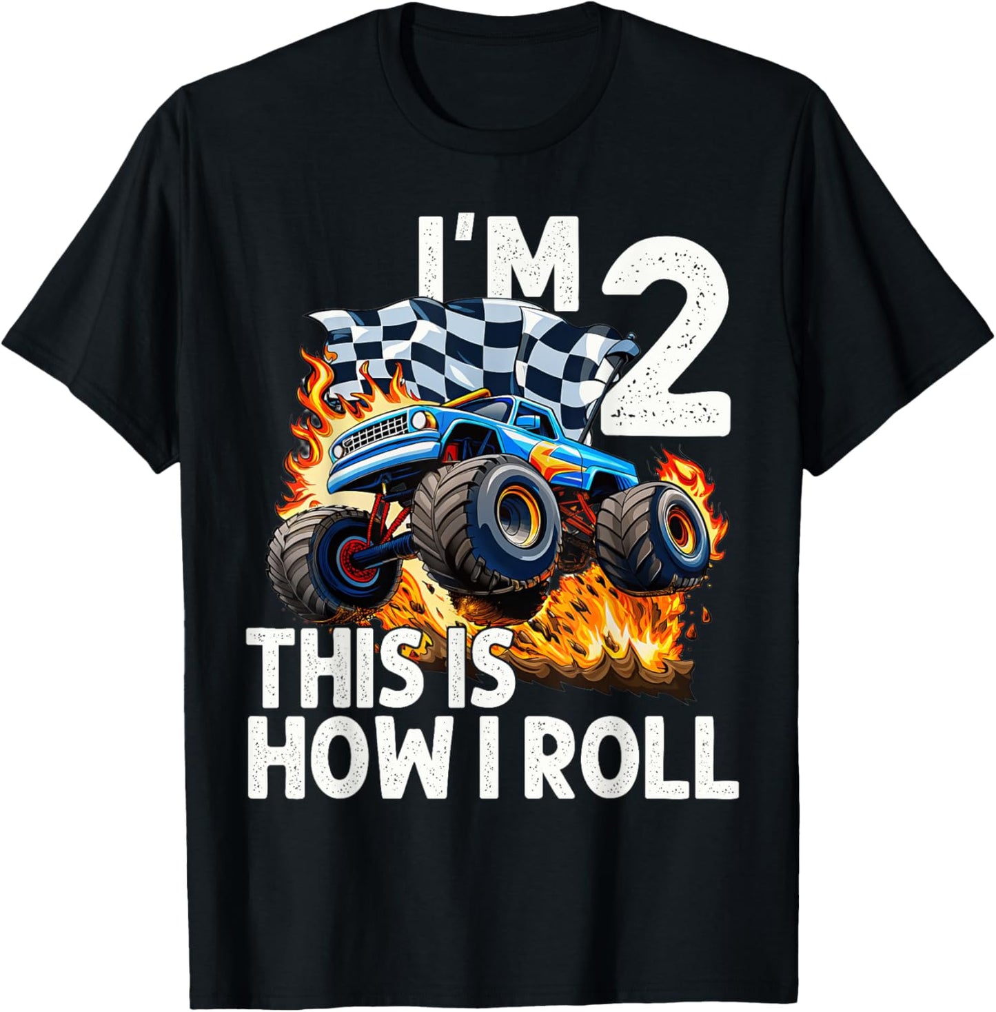 2nd Birthday Boys I'm 2 This Is How I Roll Monster Truck Car T-shirt by TeeBrew