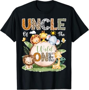 Uncle Of The Wild One 1St Birthday Boy Safari Jungle T-Shirt