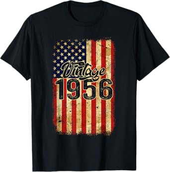 70 Year Old Vintage Made In 1956 American Flag 70th Birthday T-Shirt