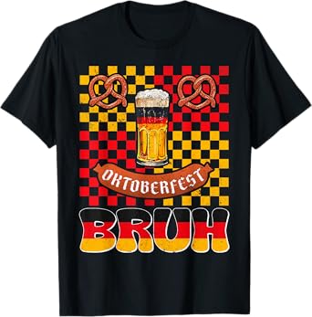 Bruh Beer Pretzel Sausage Smile Face German Flag Oktoberfest T-Shirt