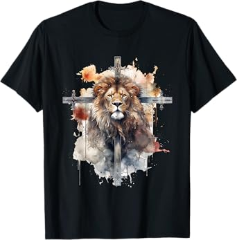 Lion Of Judah Lion Cross Christian Faith Jesus Hebrew Lion T-Shirt